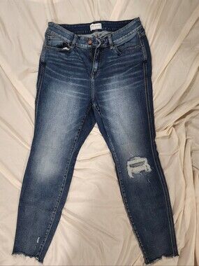 Lane Bryant Dark Blue Distressed Ankle Jeans